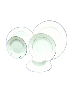 Thin Gold Platinum Rim China Collection wedding catering food service special event banquet party rentals in richmond va