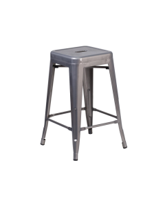Gunmetal Clear Coat Silver Tolix Style Industrial Backless Barstool Rentals in Richmond, VA