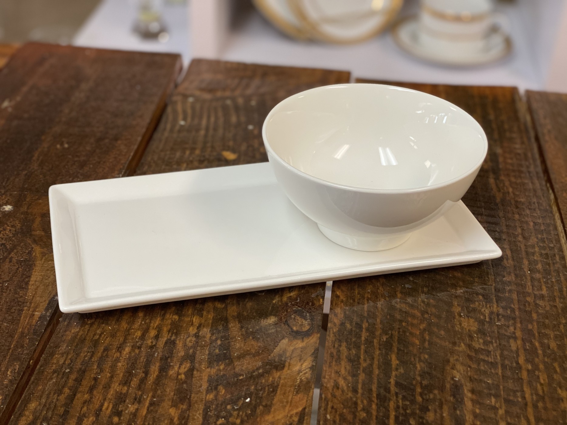 Plate 10.25" X 5" Rectangle White China Classic Party Rentals of Virginia