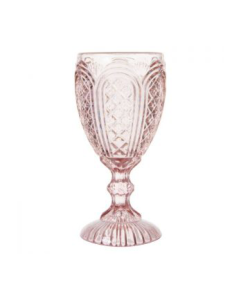 Blush Pink Rose Pressed Glass Carousel ALL-PURPOSE-GOBLET-RENTALS-IN-RICHMOND-VA