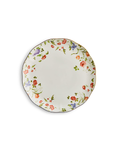 Ashleigh 11 inch Floral Gold Rimmed Boho Shabby Chic Casual Formal Elegant Vintage Antique Look China Plate Dishes Party Rentals in Richmond VA