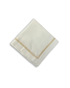 White and Beige Hemstitch Napkin Rentals Natural Linen Look and Feel in Richmond, VA