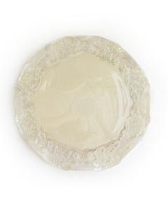 13 inch Roberta Pearl Textured Glass Charger Modern Ivory Champagne Boho Chic Wedding Birthday Party Baby quinceanera quinceañera Festive dinner party Serving plate