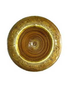 12-inch gold signature charger plate, pressed glass, elegant event decor, weddings, luxury dining, upscale tableware, glass plate for special occasions