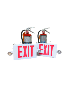 Safety Pack of two exit signs and two fire extinguishers at least one saftey pack required per fire code for all tents over 900 square feet.