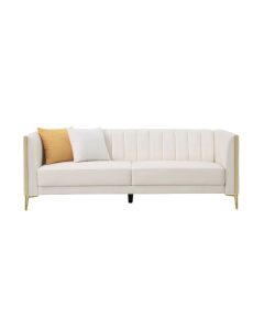 Dreiling Beige Faux Leather Sofa Dreiling Beige Faux Leather Sofa